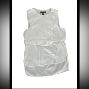 BCBG Maxazaria Women's Structured Sleeveless Blouse White XS 100% Cotton (0616)